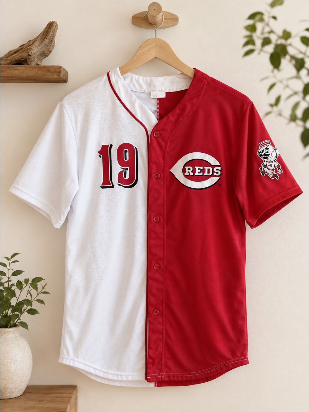 Reds Split-Panel Baseball Jersey - Large